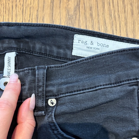 rag & bone women's Skinny Black raw hem jeans - Picture 3 of 8